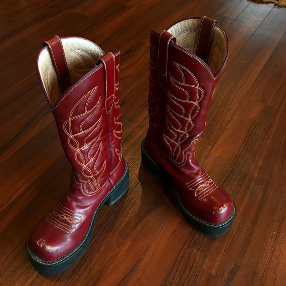 Vintage John Fluevog cowboy chunky boots - Picture 1 of 7